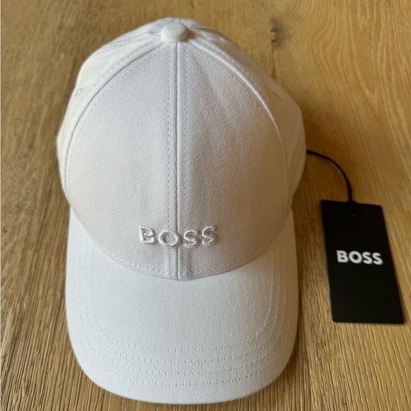 BOSS Hugo Boss new Logo baseball hat white twill NWT price firm!